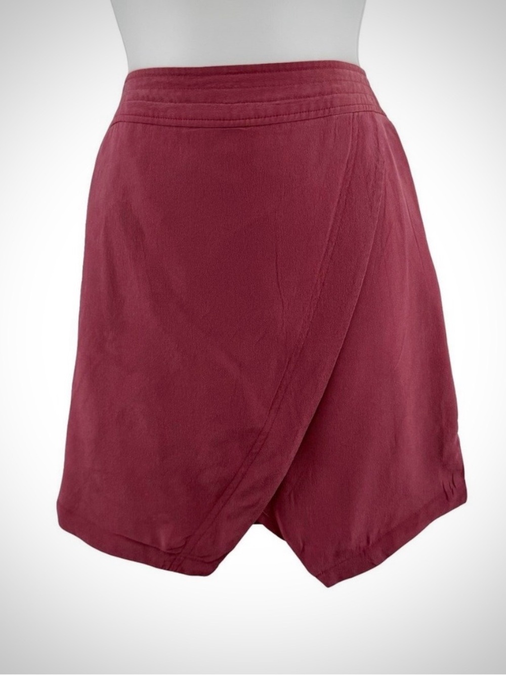 Madewell Burgundy Silk Wrap Midi Skirt